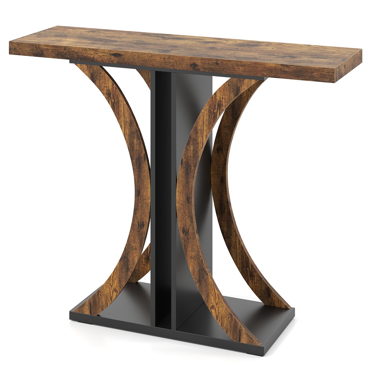 Console Table 39.5-Inch for Entryway with Modern Geometric Base
